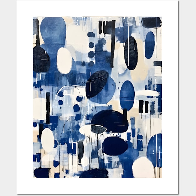 Abstract Indigo Blue Contemporary Art Wall Art by Trippycollage